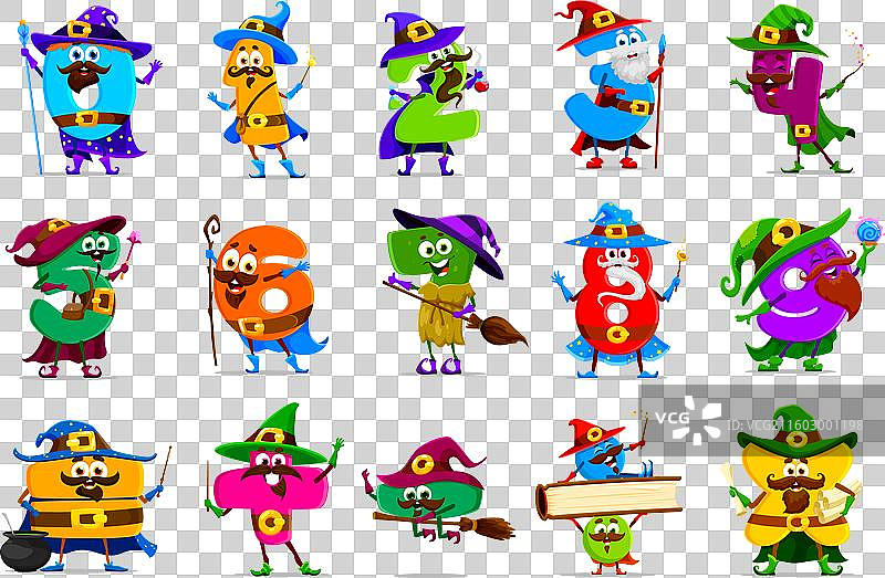 卡通万圣节数学巫师和法师图片素材