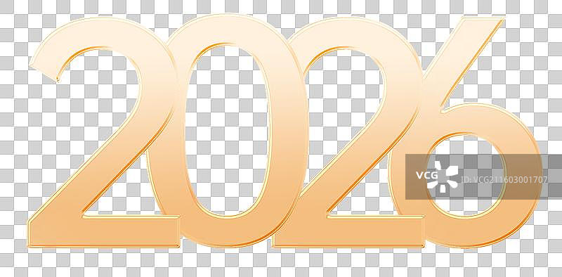 2026年马年 矢量金色3D立体数字2026 发光立体字元素图片素材