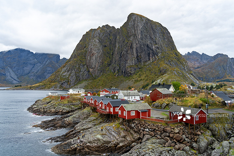挪威山水小镇风光图片素材