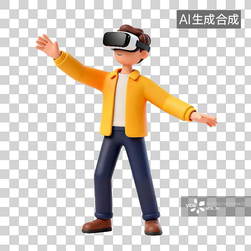 【AI数字艺术】戴VR眼镜的休闲人物图片素材