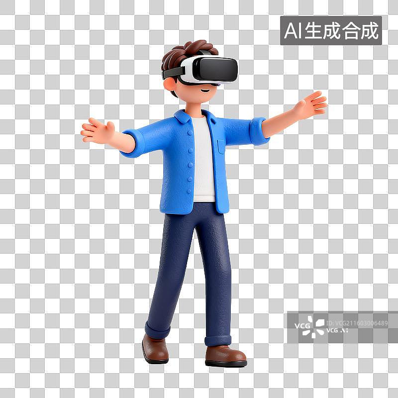 【AI数字艺术】戴VR眼镜的休闲人物图片素材
