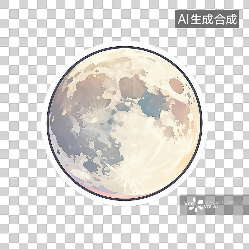 【AI数字艺术】柔和色彩渐变的满月艺术图图片素材