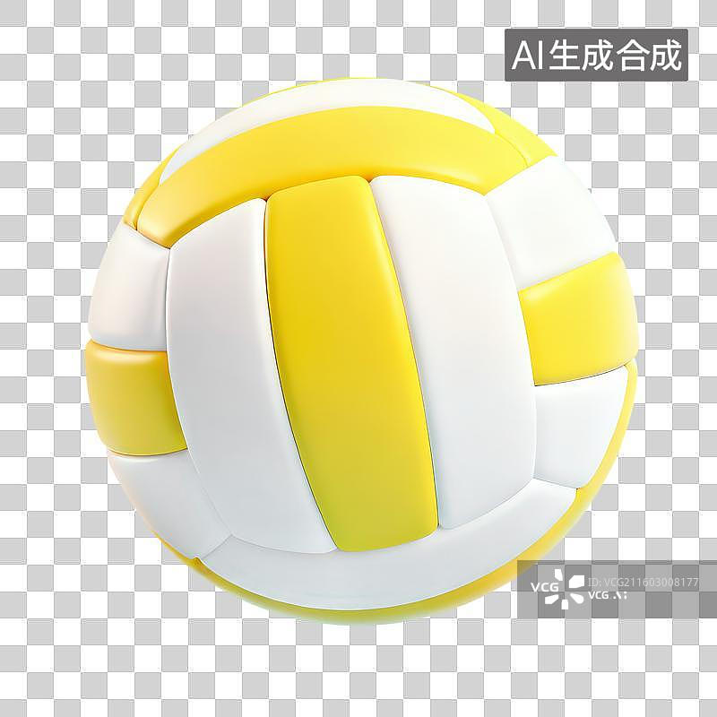 【AI数字艺术】3D渲染免抠图形元素运动主题排球图片素材