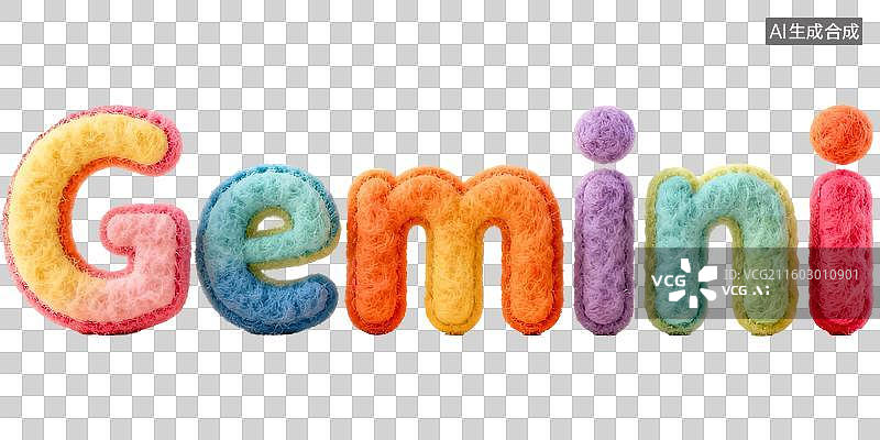 【AI数字艺术】双子座 12星座风象星座英文单词字母拼写 3D卡通立体手工针织毛毡风格棉花毛绒玩具创意设计透明无背景图片素材