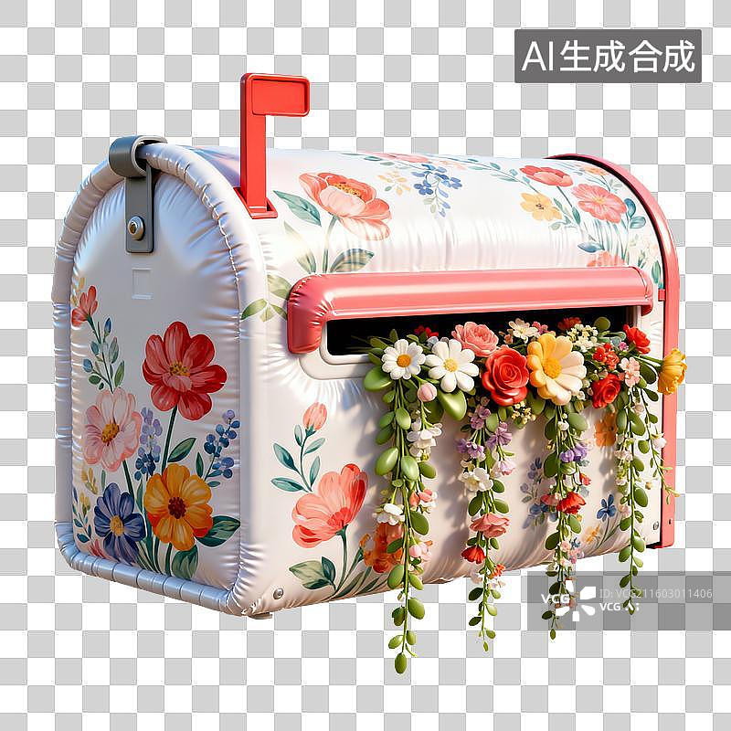 【AI数字艺术】花卉装饰的邮箱图片素材
