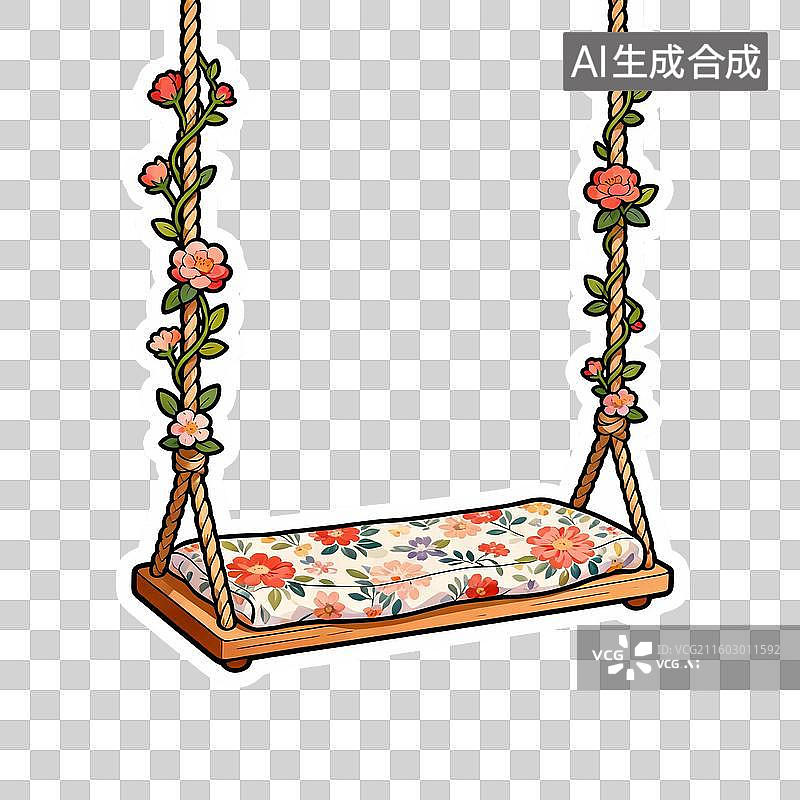 【AI数字艺术】花卉图案的秋千图片素材