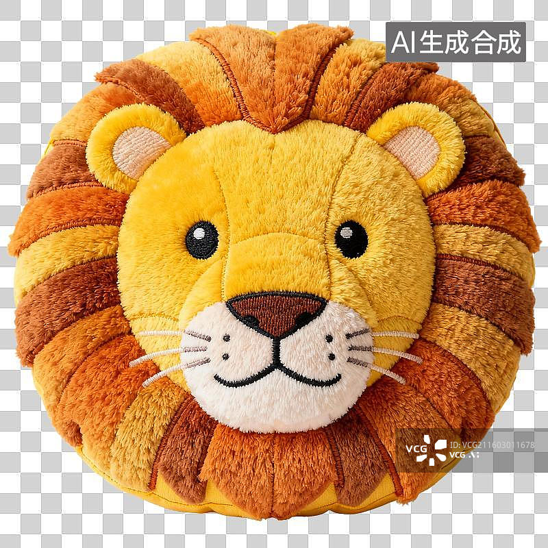【AI数字艺术】可爱的狮子毛绒抱枕图片素材