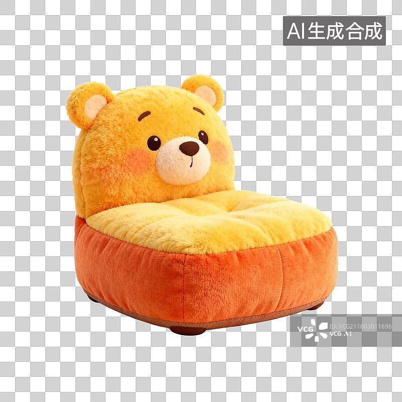 【AI数字艺术】可爱小熊造型儿童毛绒座椅图片素材