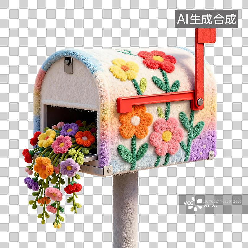 【AI数字艺术】彩色花朵装饰的邮箱图片素材