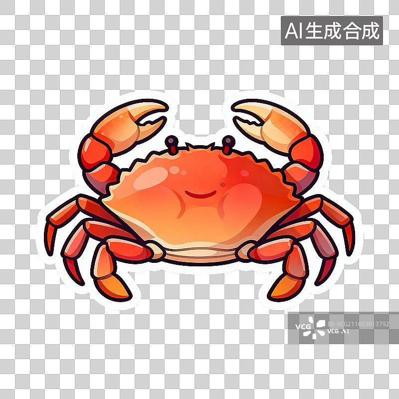 【AI数字艺术】卡通风格红色螃蟹插画图片素材