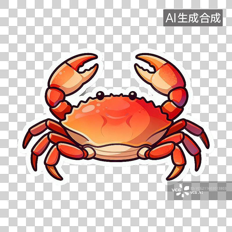 【AI数字艺术】卡通风格红色螃蟹插画图片素材