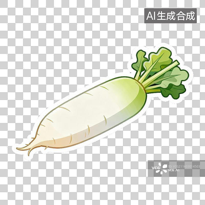 【AI数字艺术】新鲜白萝卜的卡通插画图片素材