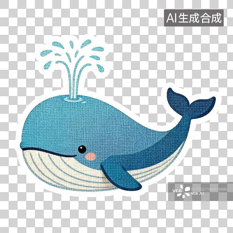 【AI数字艺术】可爱的卡通鲸鱼喷水图案图片素材