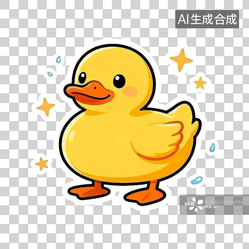 【AI数字艺术】可爱的黄色小鸭子卡通形象图片素材
