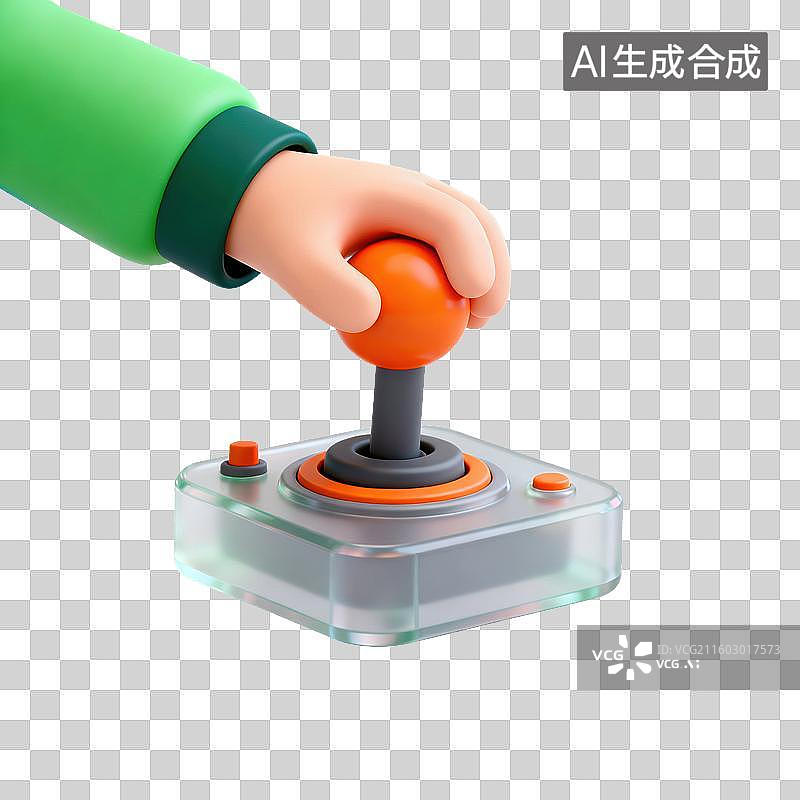 【AI数字艺术】3D磨砂玻璃材质手势手拿遥控操纵杆元素图片素材