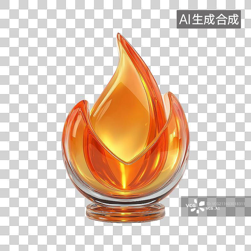 【AI数字艺术】熔融玻璃火焰3D图标图片素材