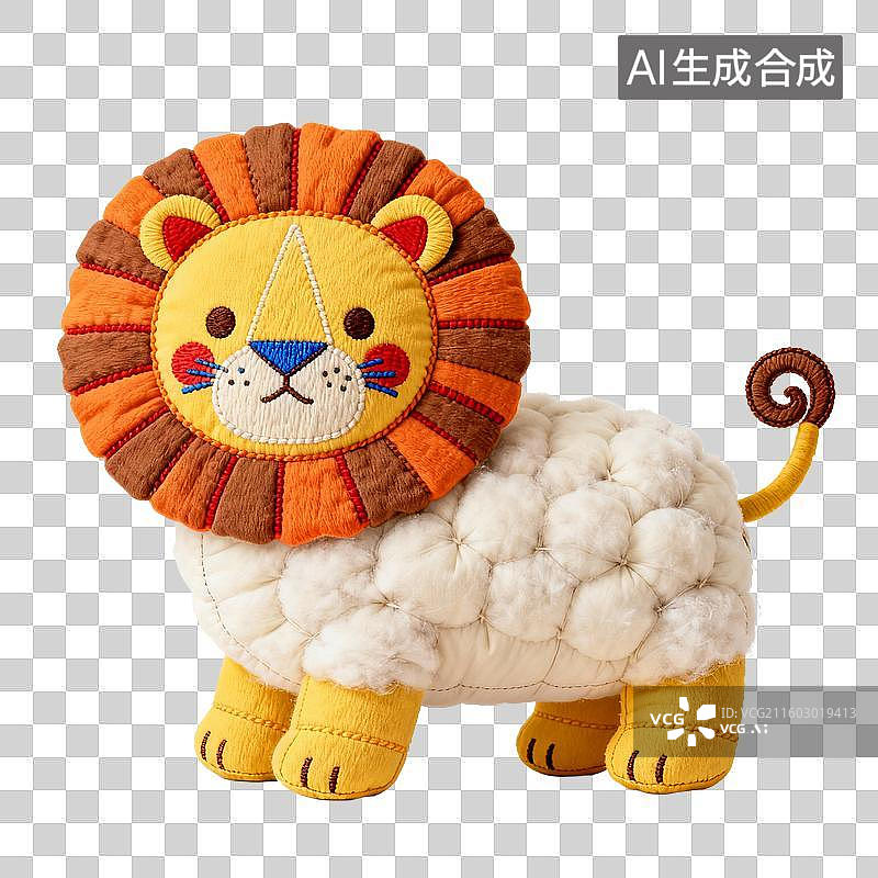 【AI数字艺术】毛绒狮子玩具图片素材