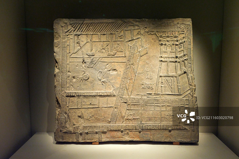 宅院画像砖 东汉 1954年四川成都杨子山出土 中国国家博物馆“古代中国基本陈列”图片素材