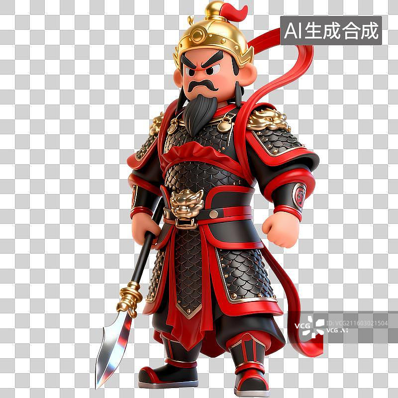 【AI数字艺术】武将门神3D质感卡通清新拟物立体插画元素图片素材