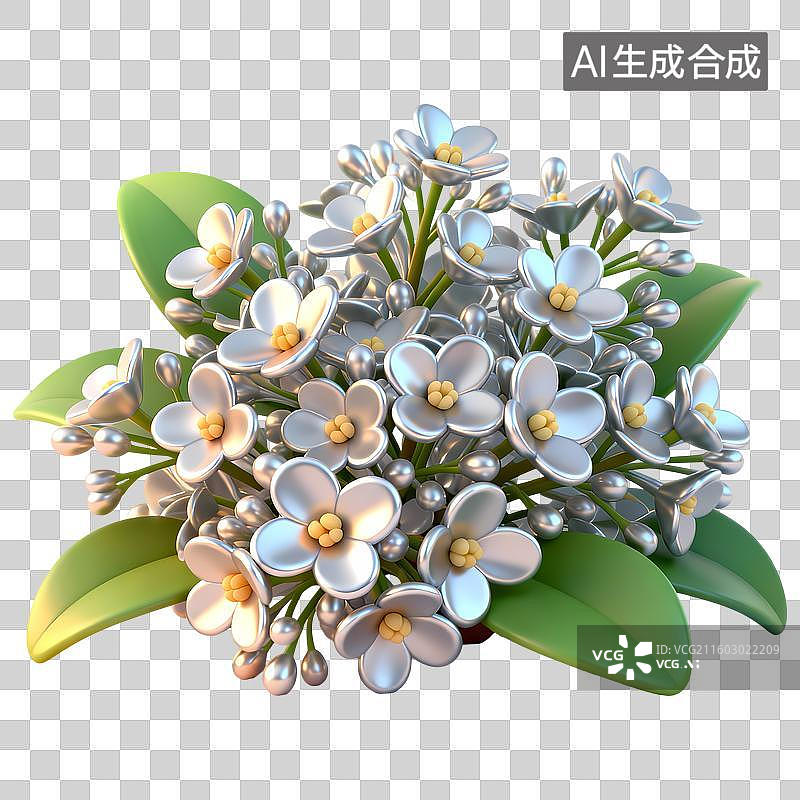 【AI数字艺术】桂花3D质感卡通清新拟物立体插画元素图片素材