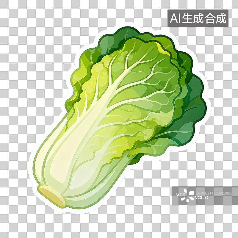 【AI数字艺术】新鲜绿叶白菜贴纸图片素材