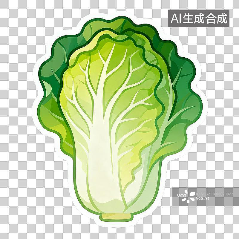【AI数字艺术】新鲜绿叶白菜贴纸图片素材