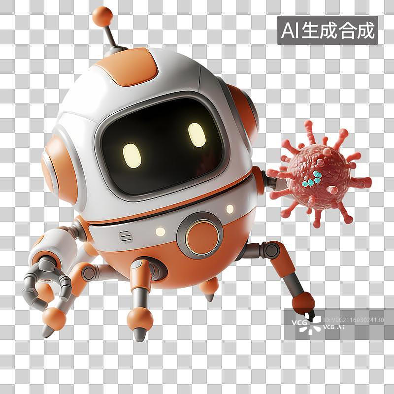 【AI数字艺术】纳米机器人3D质感卡通清新拟物立体插画元素图片素材