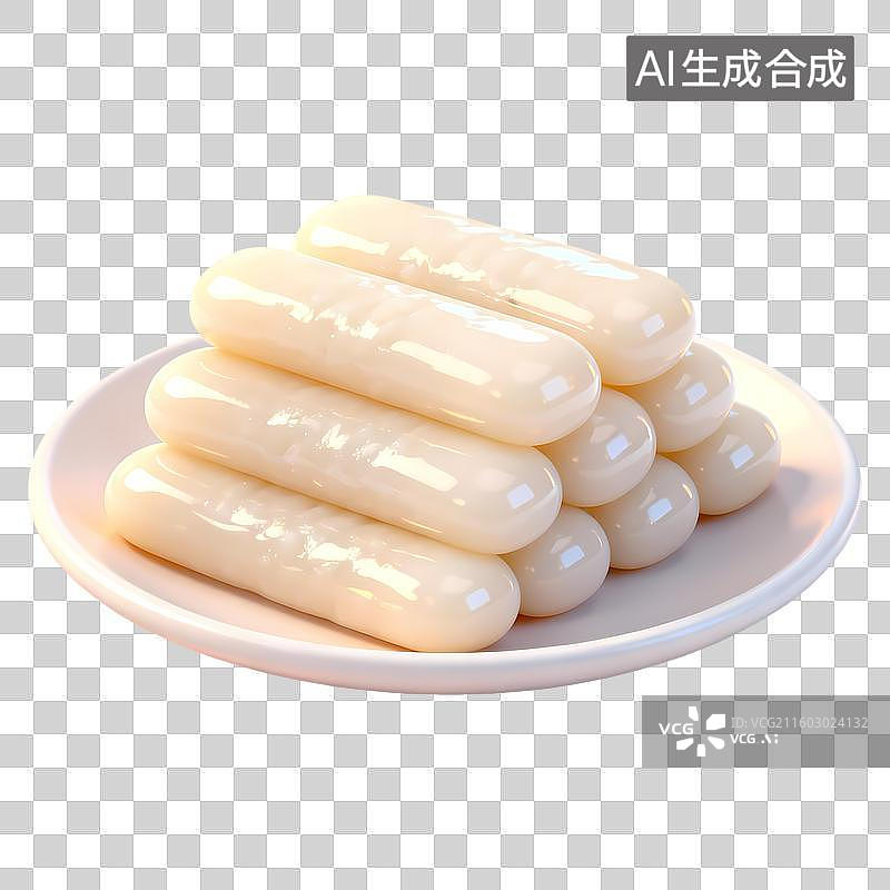 【AI数字艺术】一盘年糕3D质感卡通清新拟物立体插画元素图片素材