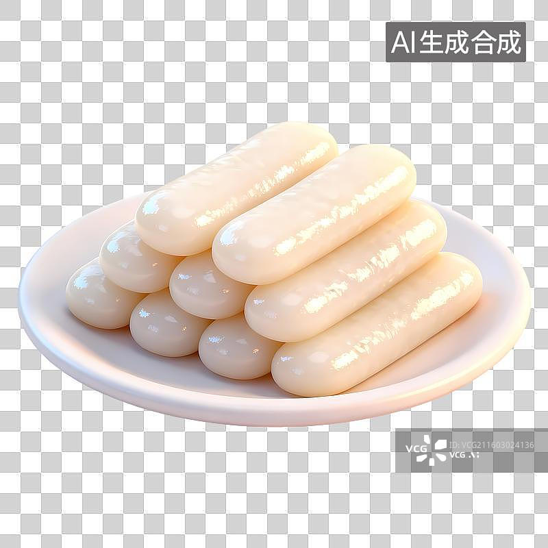 【AI数字艺术】一盘年糕3D质感卡通清新拟物立体插画元素图片素材
