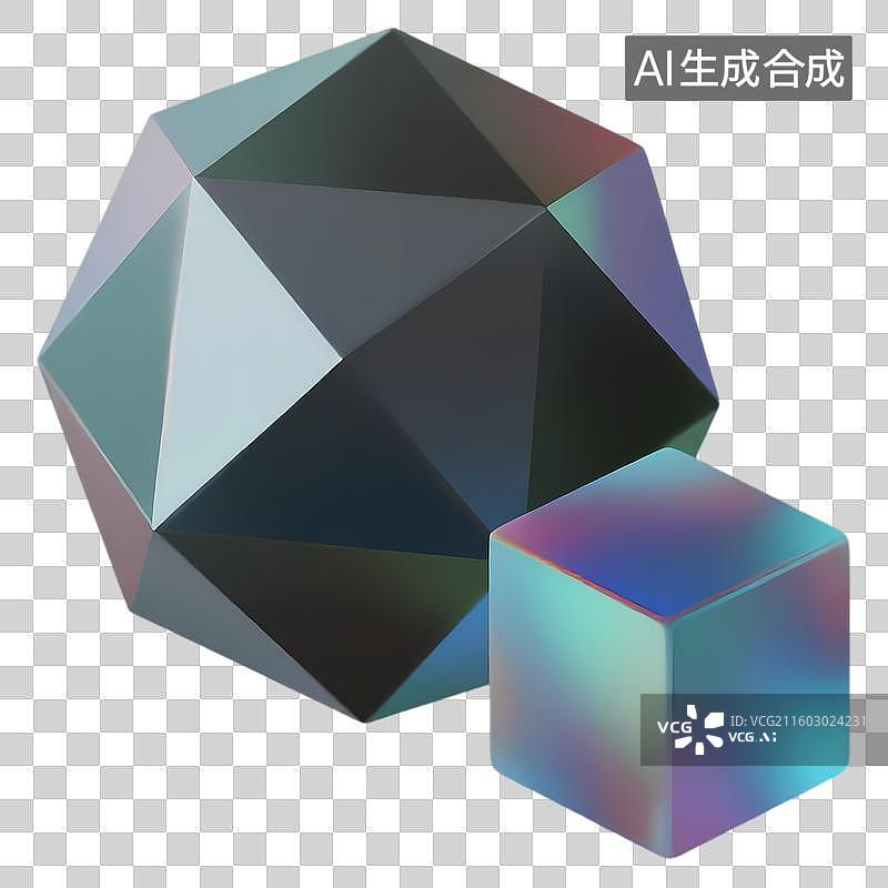 【AI数字艺术】几何体多面体异形几何体3D质感卡通清新拟物立体插画元素图片素材