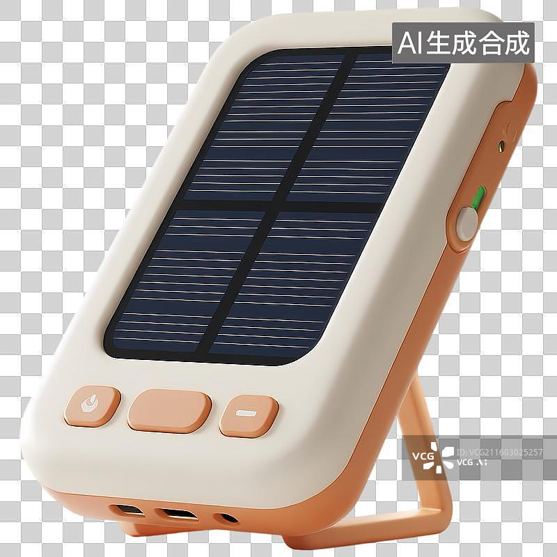 【AI数字艺术】太阳能充电宝3D质感卡通清新拟物立体插画元素图片素材