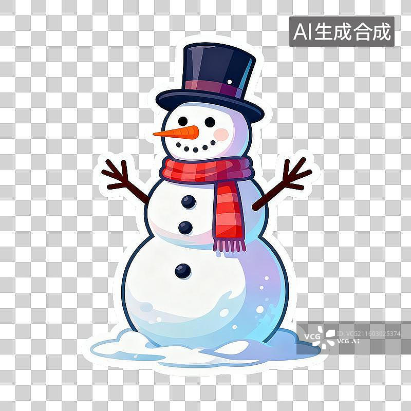 【AI数字艺术】可爱多彩的冬季雪人插画图片素材
