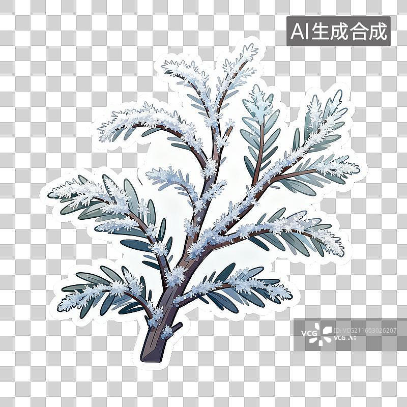 【AI数字艺术】覆雪的冬季树木插画图片素材