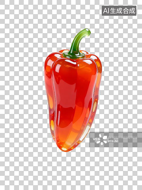 【AI数字艺术】光泽亮丽的玻璃红辣椒图片素材