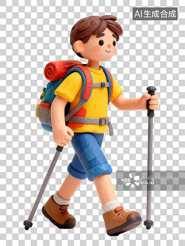 【AI数字艺术】背着背包徒步的年轻男孩图片素材