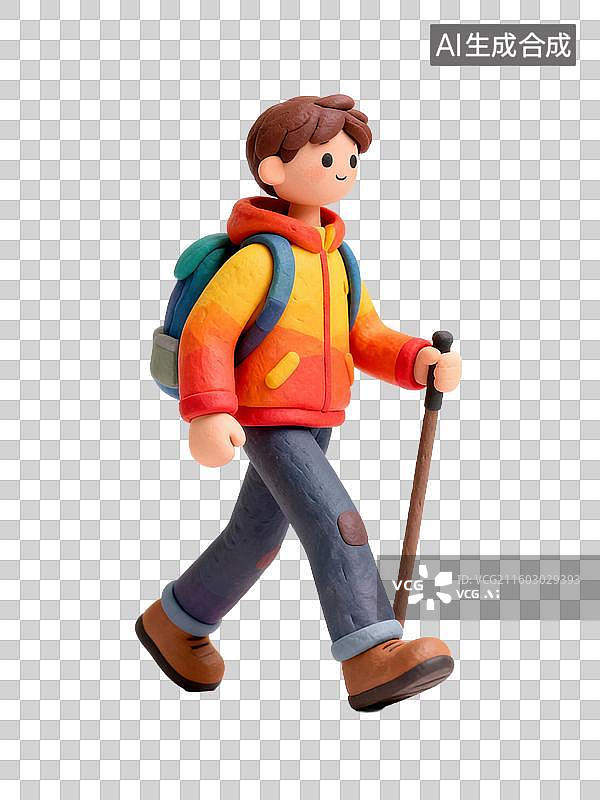 【AI数字艺术】背着背包徒步的年轻男孩图片素材