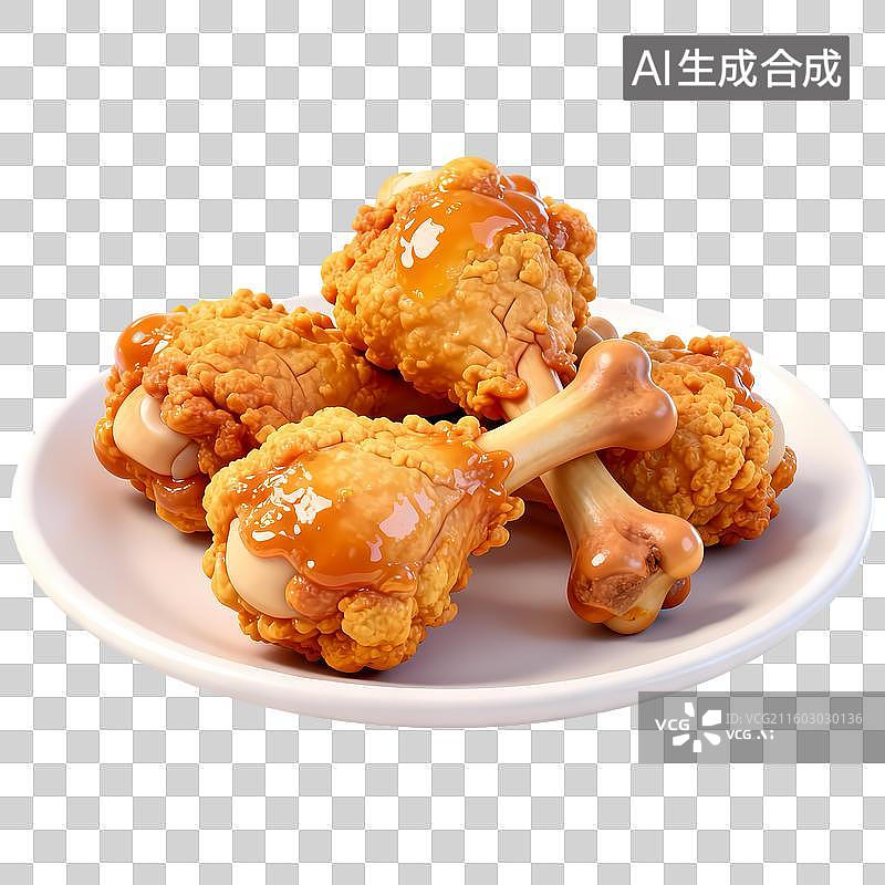 【AI数字艺术】炸鸡腿3D质感卡通清新拟物立体插画元素图片素材