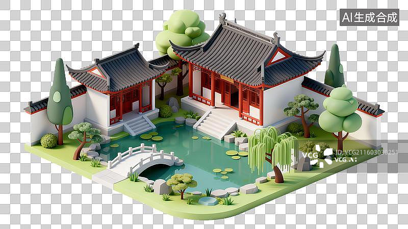 【AI数字艺术】传统中式园林景观图片素材