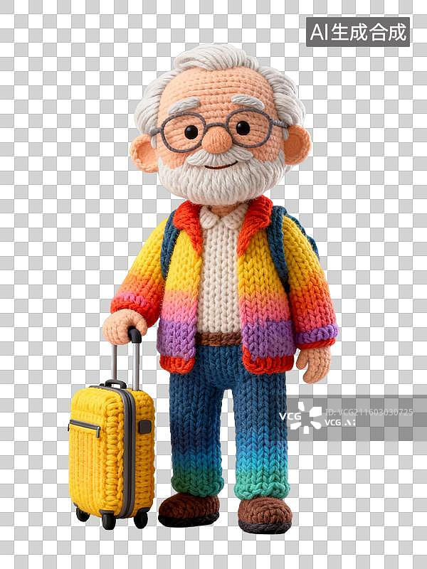 【AI数字艺术】穿着彩色服饰的钩针老人图片素材