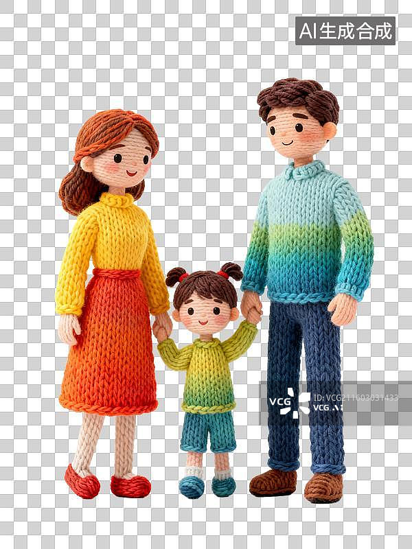 【AI数字艺术】针织彩色渐变家庭人偶图片素材