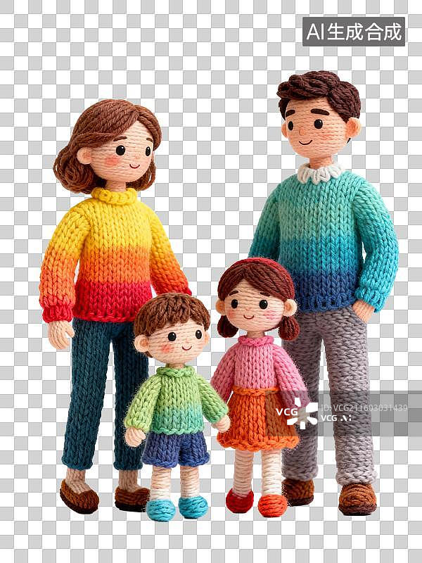 【AI数字艺术】针织彩色渐变家庭人偶图片素材