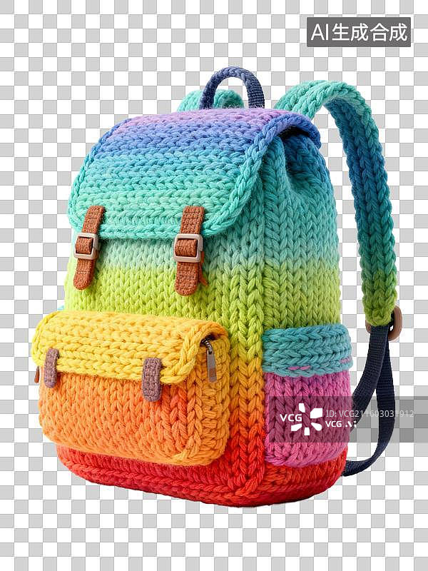 【AI数字艺术】色彩缤纷的针织背包图片素材