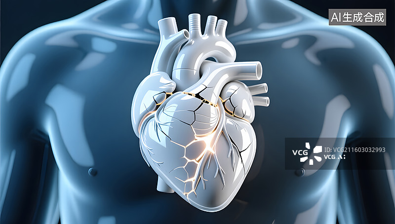 【AI数字艺术】人体心脏的3d渲染插图图片素材