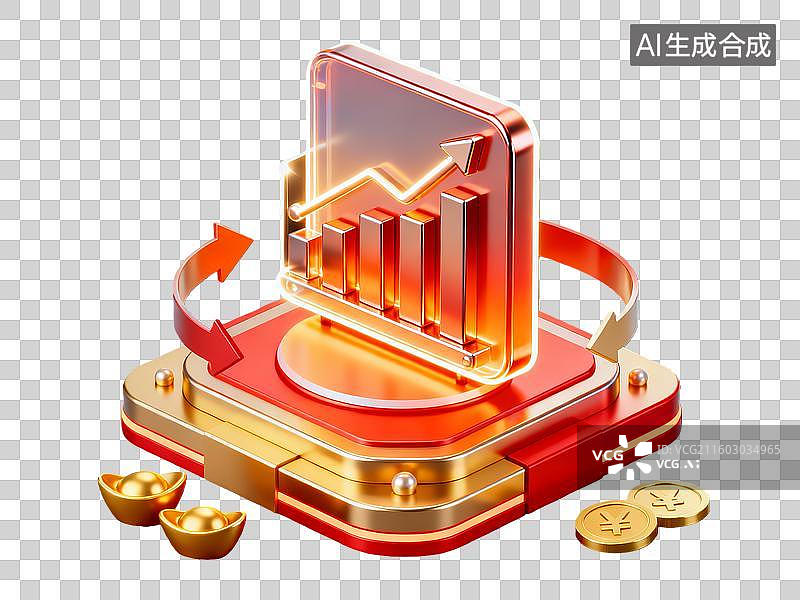 【AI数字艺术】3d金融理财发展趋势图表图片素材