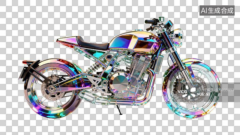 【AI数字艺术】镭射金属炫彩摩托车 炫彩摩托车图片素材