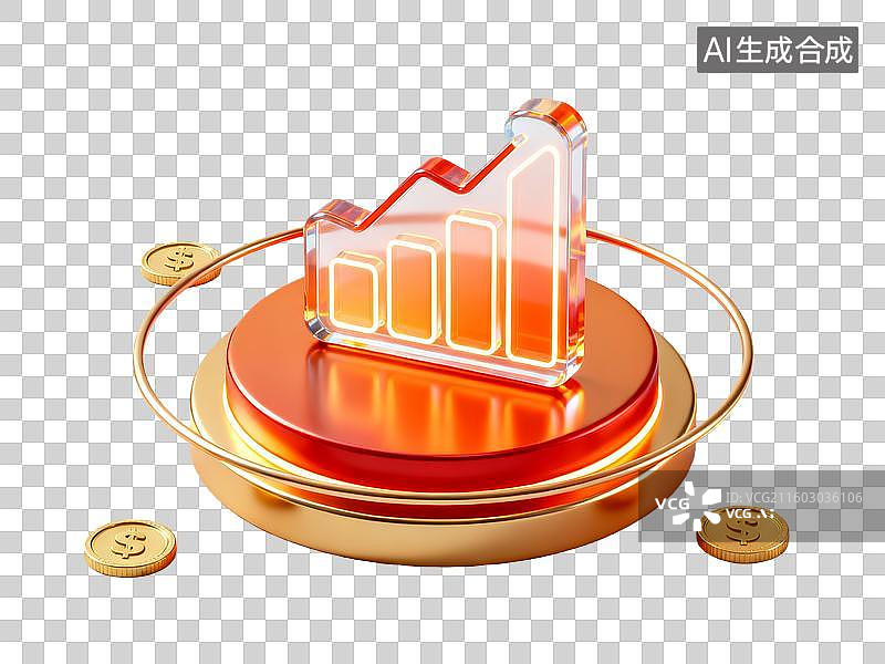 【AI数字艺术】3d金融理财发展趋势图表元素图片素材