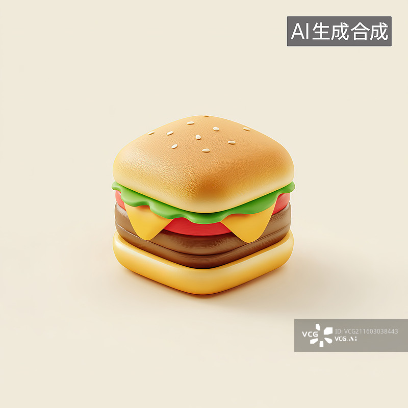 【AI数字艺术】卡通风格汉堡包图片素材