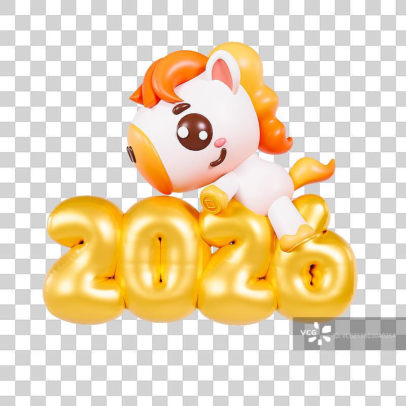 3D渲染的2026年马年生肖春节元素图片素材