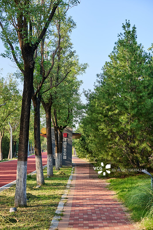 陕西西安沣河生态景区三河一山绿道图片素材