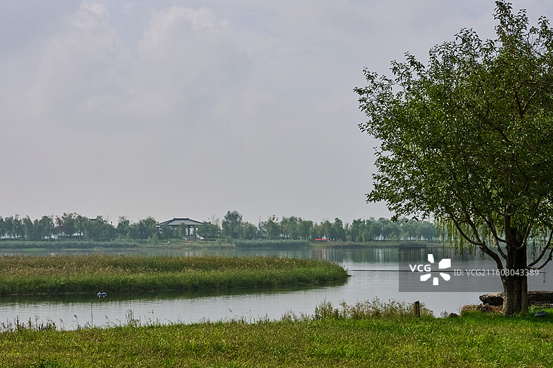 陕西西安昆明池七夕公园夏末风光图片素材